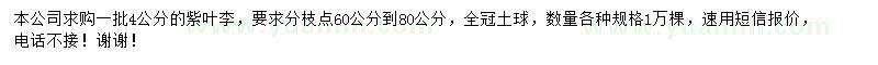 求購4公分紫葉李