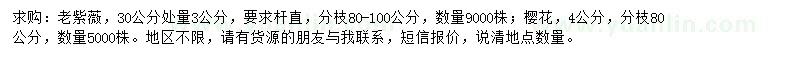 求購30公分處量3公分老紫薇、4公分櫻花