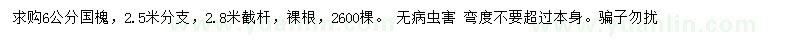 求購(gòu)6公分國(guó)槐