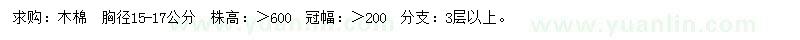 求購(gòu)胸徑15-17公分木棉 