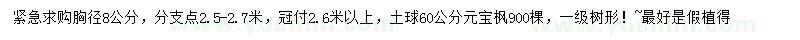 求購(gòu)胸徑8公分元寶楓