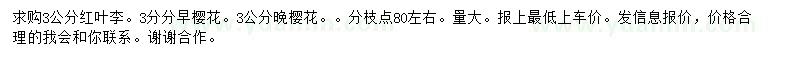 求購紅葉李、早櫻、晚櫻