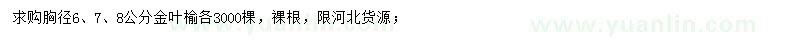 求購胸徑6、7、8公分金葉榆
