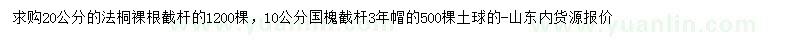 求購20公分法桐、10公分國槐