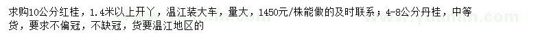 求購10公分紅桂、4-8公分丹桂