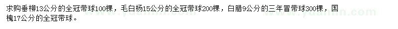 求購垂柳、毛白楊、白蠟等