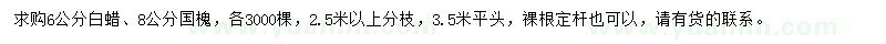 求購(gòu)6公分白蠟、8公分國(guó)槐