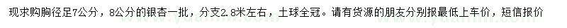 求購(gòu)胸徑7、8公分銀杏