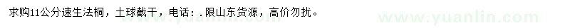 求購(gòu)11公分速生法桐