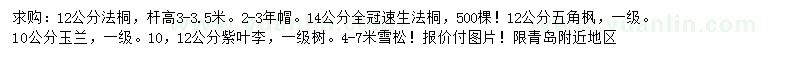 求購(gòu)法桐、速生法桐、五角楓等