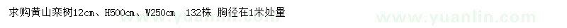 求購12公分黃山欒樹(shù)