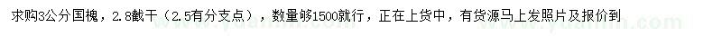 求購(gòu)3公分國(guó)槐