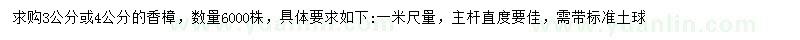 求購(gòu)3、4公分香樟