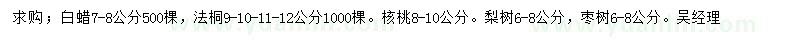 求購白蠟、法桐、核桃等
