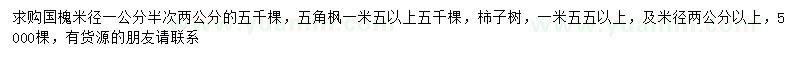 求購(gòu)國(guó)槐、五角楓、柿子樹(shù)
