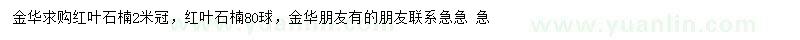 求購(gòu)冠幅2米紅葉石楠球