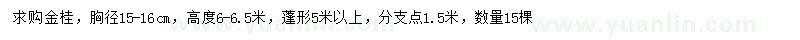 求購胸徑15-16公分金桂