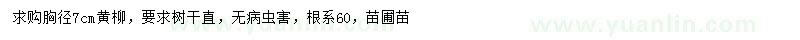 求購胸徑7公分黃柳