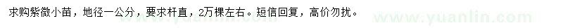 求購地徑1公分紫微小苗