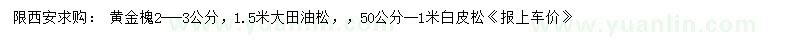 求購黃金槐、大田油松、白皮松