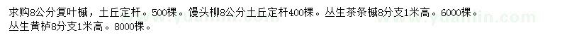 求購復(fù)葉槭、饅頭柳、茶條槭等