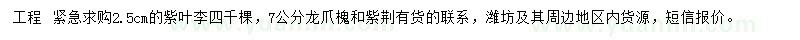 求購紫葉李、龍爪槐、紫荊