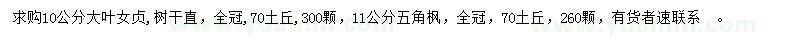 求購(gòu)10公分大葉女貞、11公分五角楓