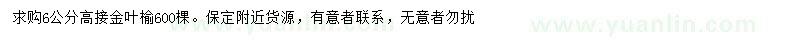 求購6公分高接金葉榆