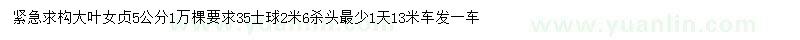 求購5公分大葉女貞