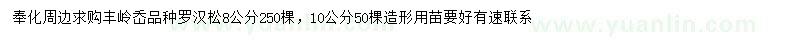求購8、10公分羅漢松