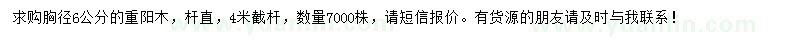 求購胸徑6公分重陽木