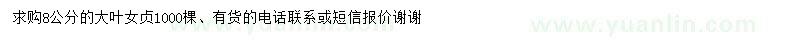 求購8公分大葉女貞