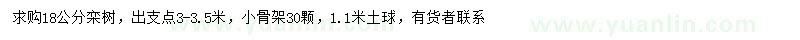 求購18公分欒樹