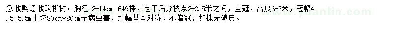 求購胸徑12-14公分柳樹