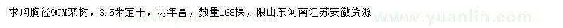 求購(gòu)胸徑9公分欒樹