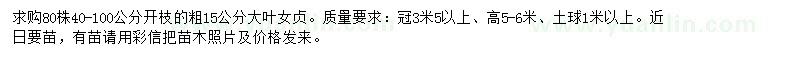 求購15公分大葉女貞