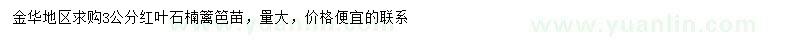 求購3公分紅葉石楠籬笆苗