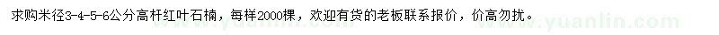 求購(gòu)米徑3-6公分紅葉石楠