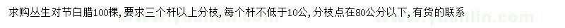求購叢生對節(jié)白臘