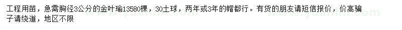 求購胸徑3公分金葉瑜