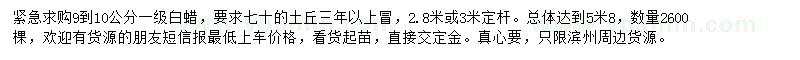 求購9-10公分白蠟