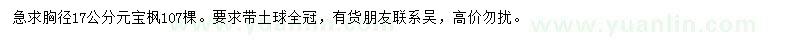 求購胸徑17公分元寶楓
