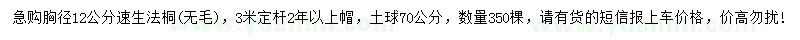 求購胸徑12公分速生法桐