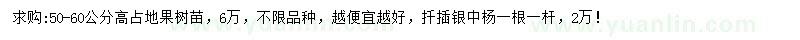 求購(gòu)高50-60公分占地果樹(shù)苗