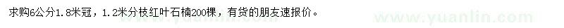 求購6公分紅葉石楠