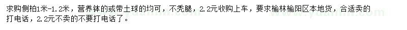 求購(gòu)1-1.2米側(cè)柏