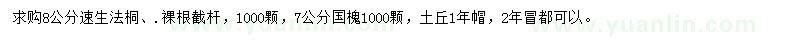 求購8公分速生法桐、7公分國槐