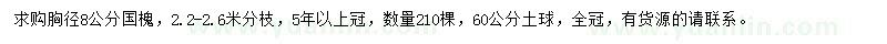求購胸徑8公分國槐