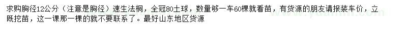求購胸徑12公分速生法桐