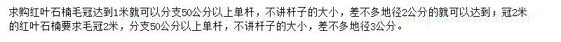 求購(gòu)冠1、2米紅葉石楠